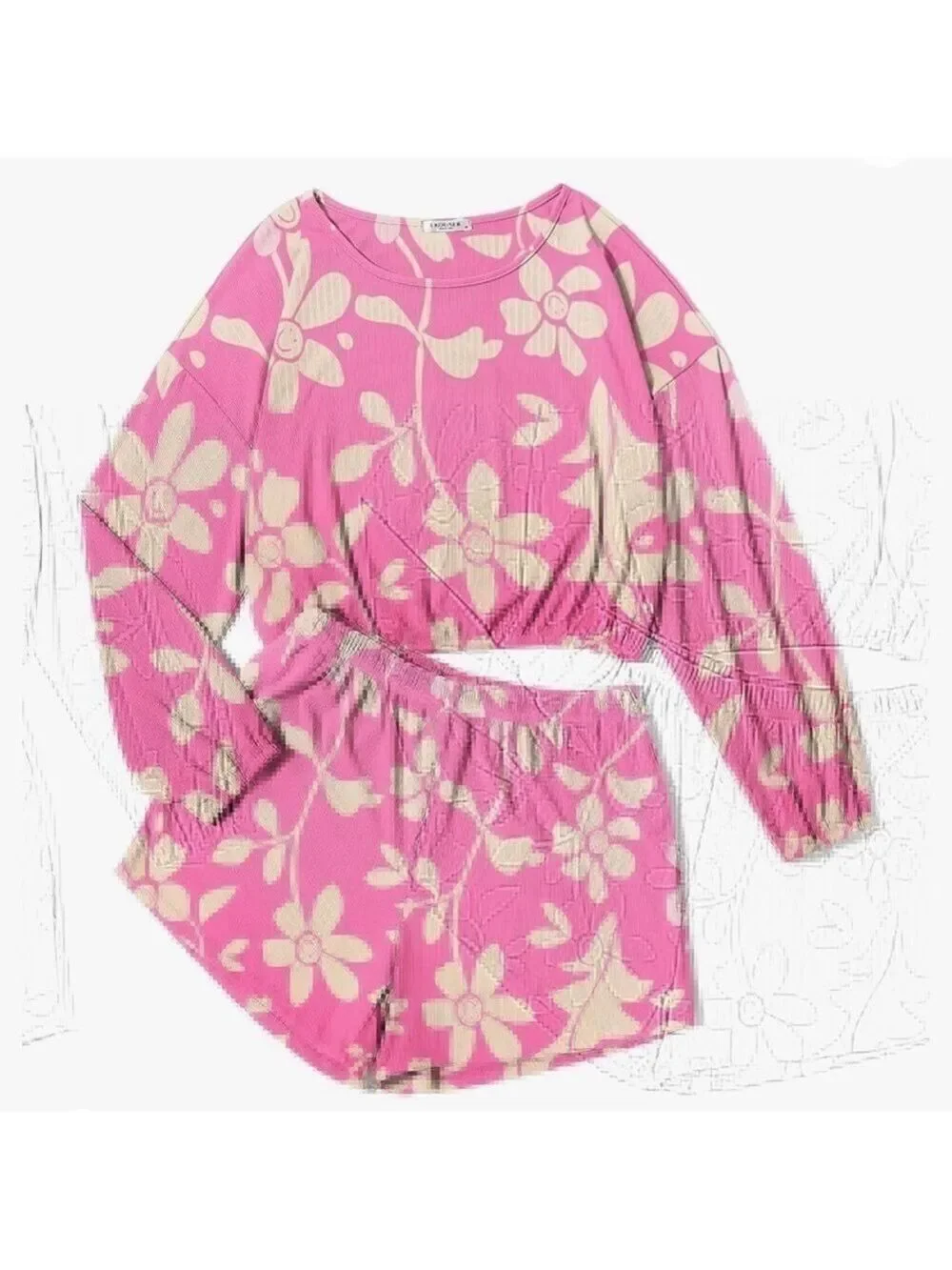 Ekouaer Ribbed Lounge Set for Women 2 Piece Crop Top and Shorts Matching Outfit